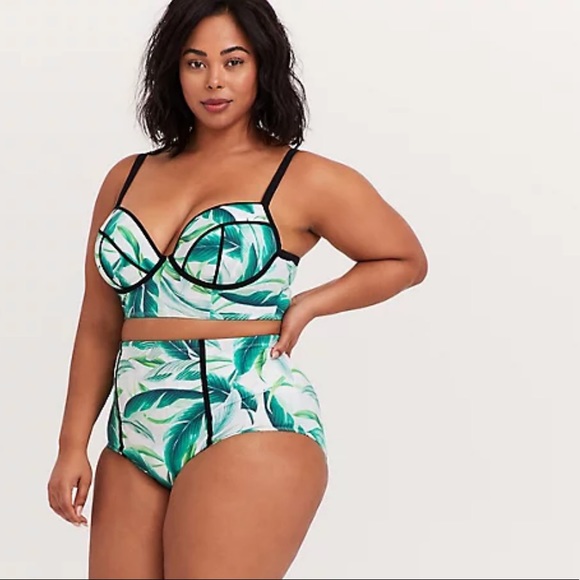 Swimsuits For Triple D Bathing Suit Tops Torrid Green Palm Print